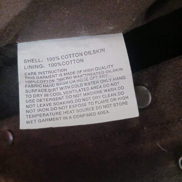 Oil Skin Duster Brown Jacket Long Trenchcoat Treated Cotton Waterproof Medium - Picture 6 of 12